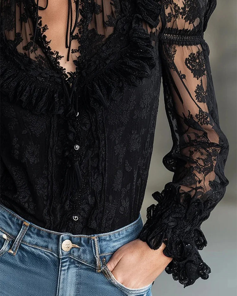 Solid Color Puff Sleeve Fashion Shirt