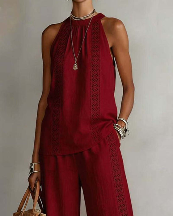 Hollow Out Halter Two-Piece Sets