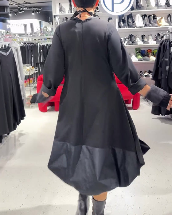 Solid Color Fashionable Patchwork Dress