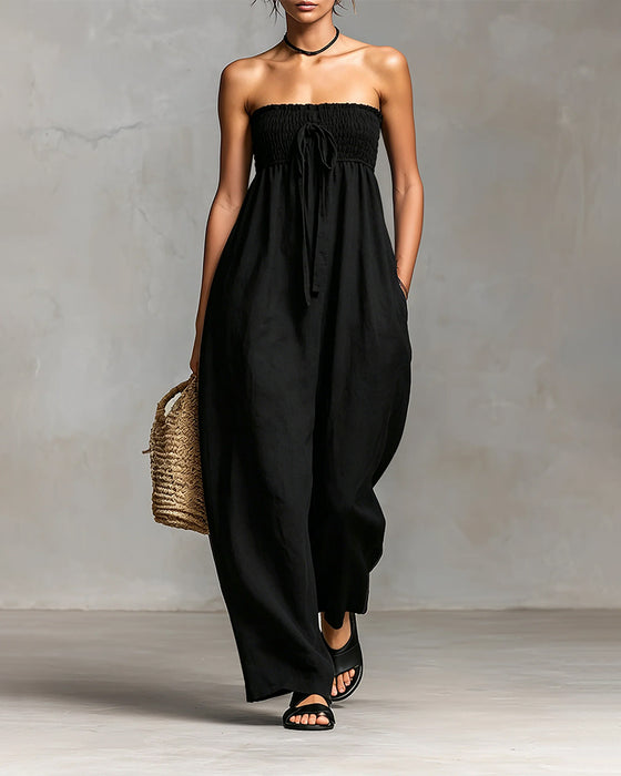 Casual Solid Color Sleeveless Jumpsuits