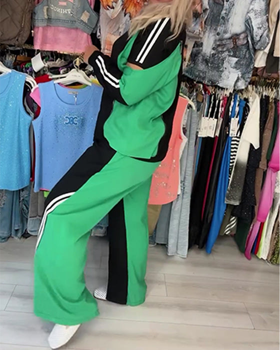 Color-Block Cut-Out Wide-Leg Set