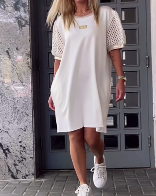Round Neck Hollow Straight Dress