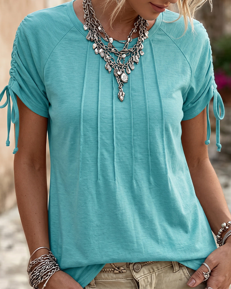 Shirred Tie Short Sleeve T-Shirt