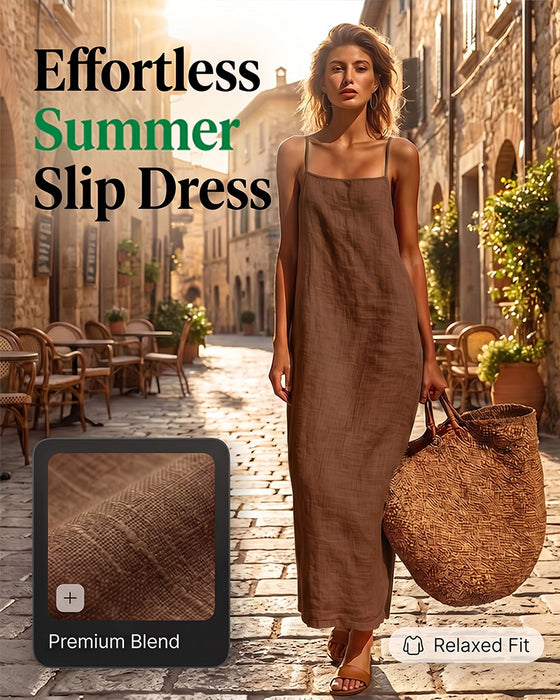 Solid Color Spaghetti Strap Maxi Dress