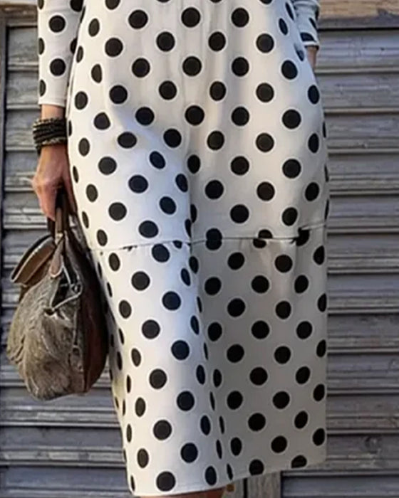 Polka Dot Round Neck Fashion Dress