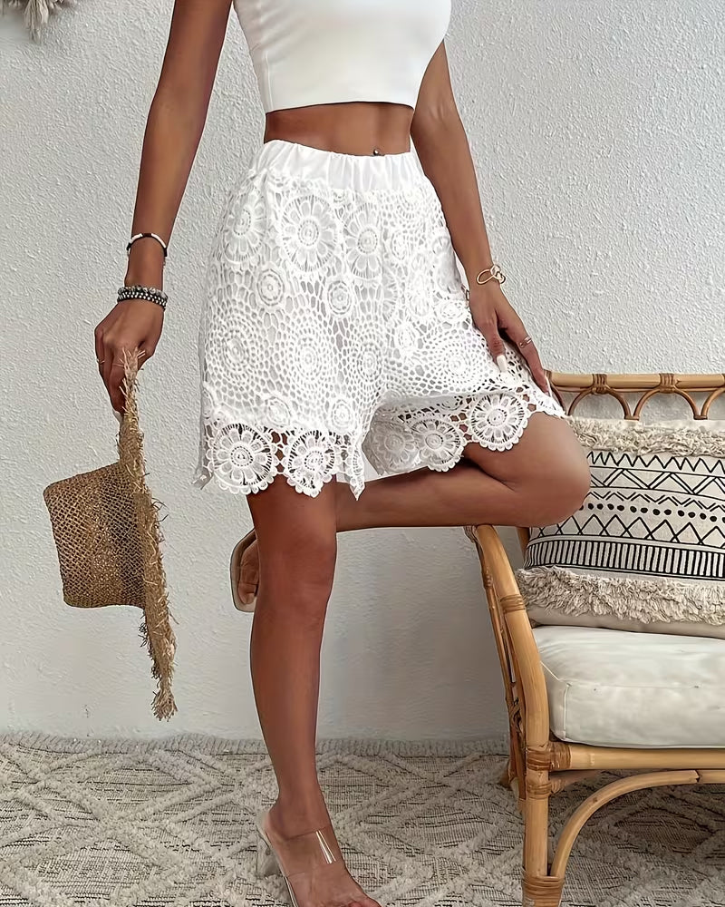 Fashion Crochet Solid Color Shorts