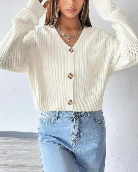 V-Neck Short Cardigan