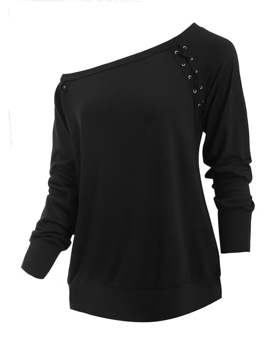 Stylish One-Shoulder Tie Blouse