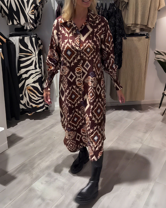 Diamond Print Shirt Dress