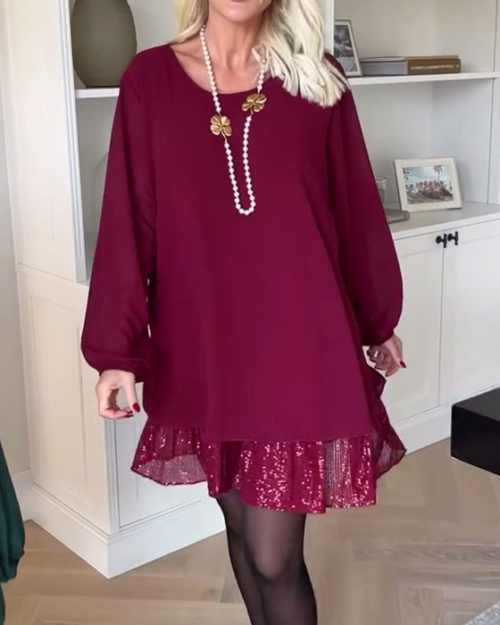 Round Neck Loose Patchwork Dress