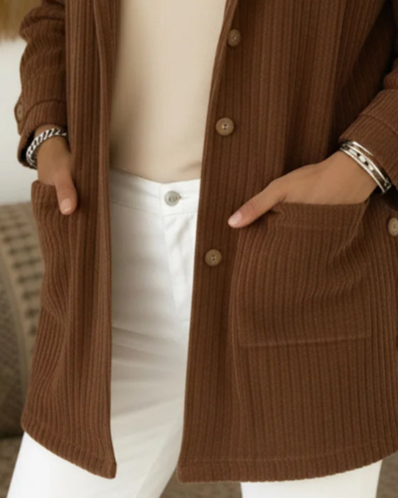 Hooded Fashionable Button Up Coat