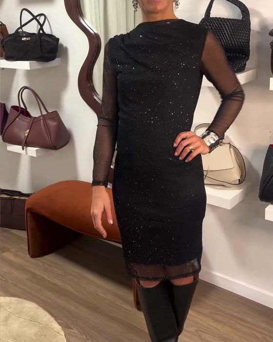 Fashionable Mesh Permed Hip Dress