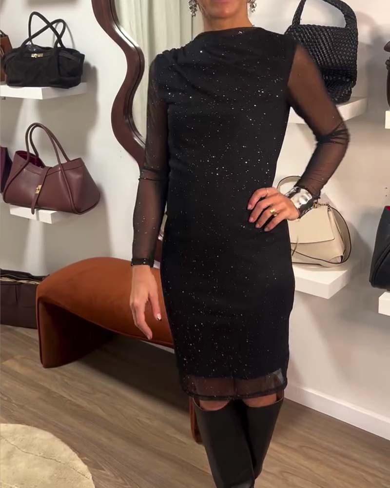 Fashionable Mesh Permed Hip Dress