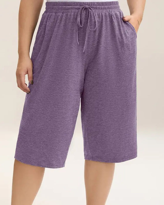 Solid Color Drawstring Shorts