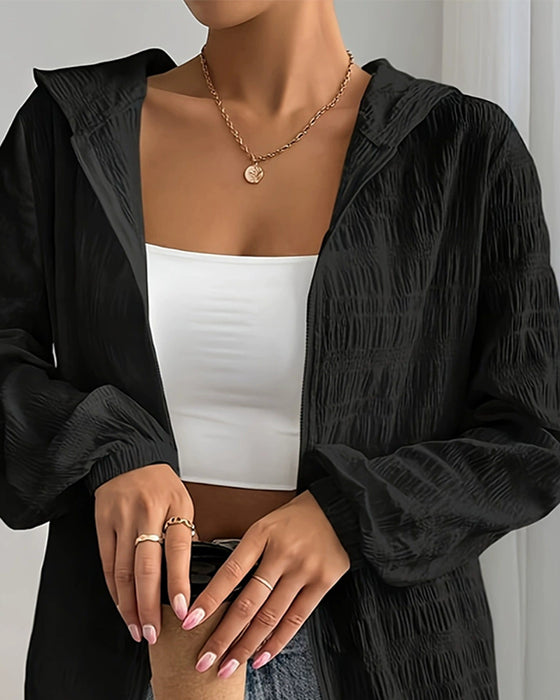 Hooded Sun-Protective Zipper Loose Coats