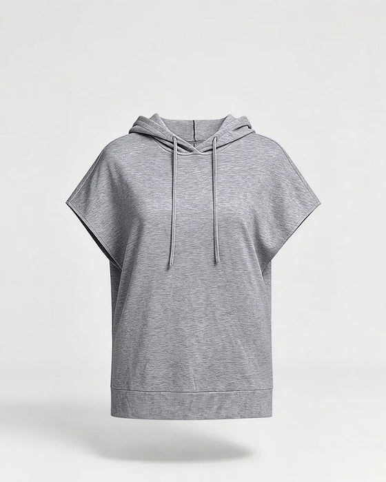 Solid Casual Short Sleeve Hoodie