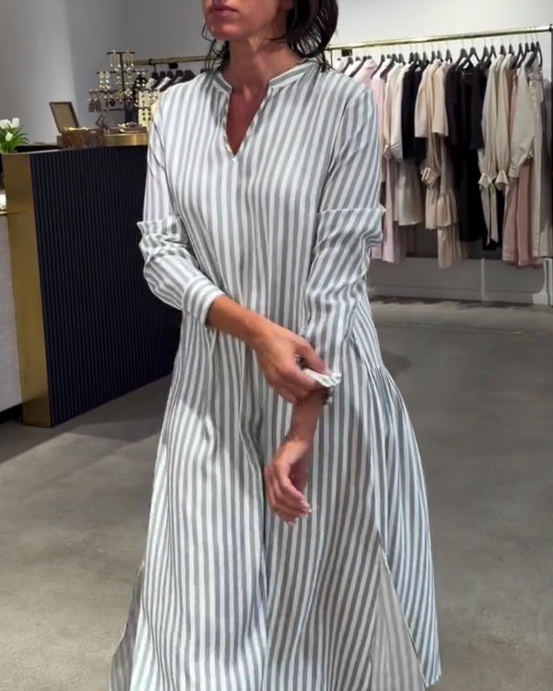 Striped Side Slit Maxi Dress