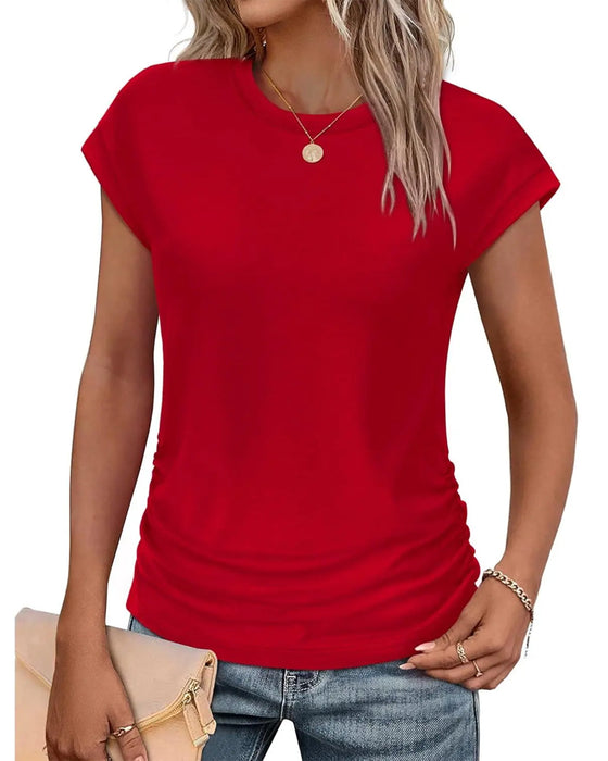 Side Shirring Short Sleeve T-Shirt