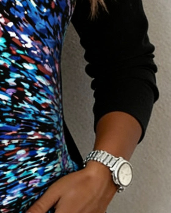 Button-Up Design Colorful Print Top