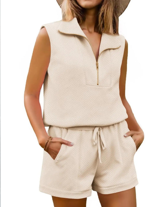 Half-Zip Top and Shorts Two-Piece Set