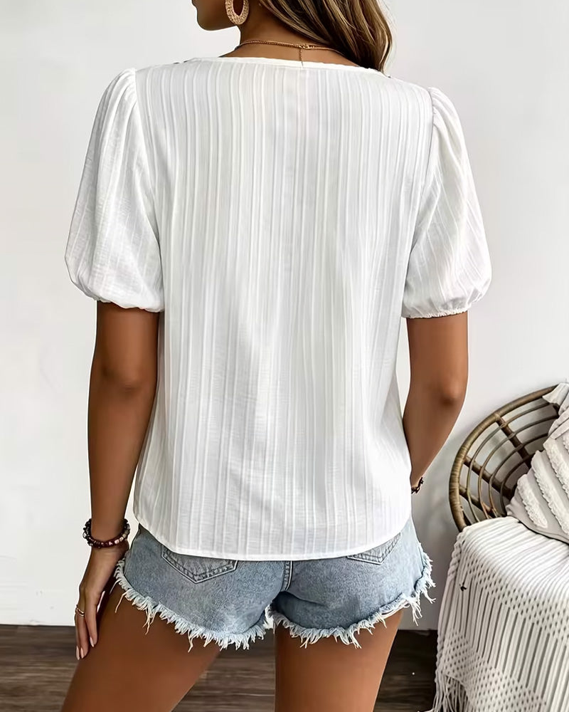 Square Neck Puff Sleeve Blouse