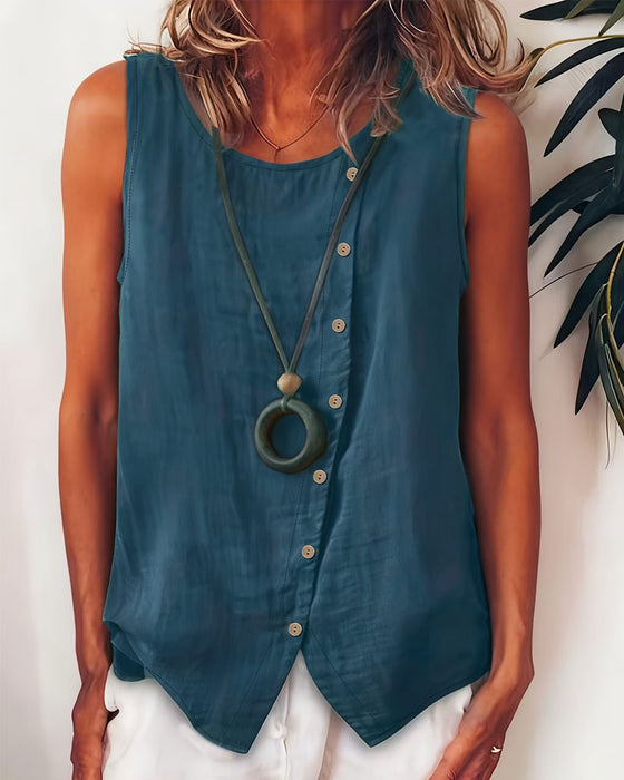 A Casual Button-Front Tank Top