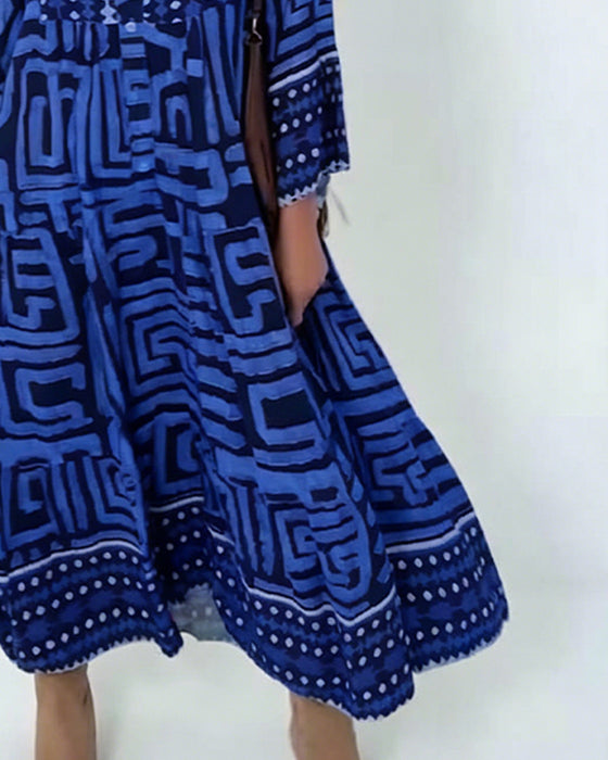 Ethnic Geometric Print Dress