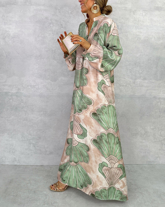 Temperament Leaf Print Dress