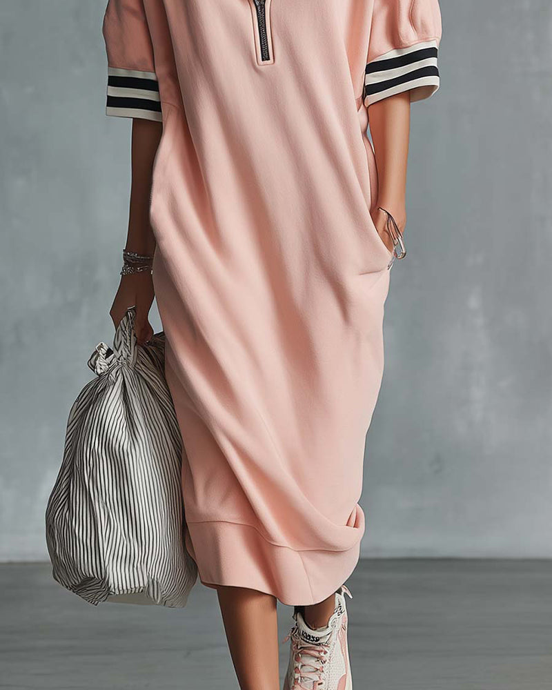 Short-Sleeve Hooded Sweatshirt Dress