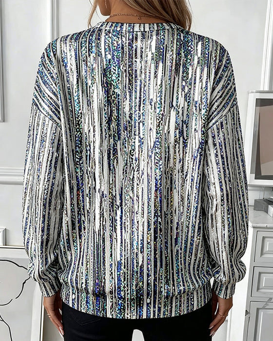 Abstract Vertical Stripe Zipper Sweatshirt