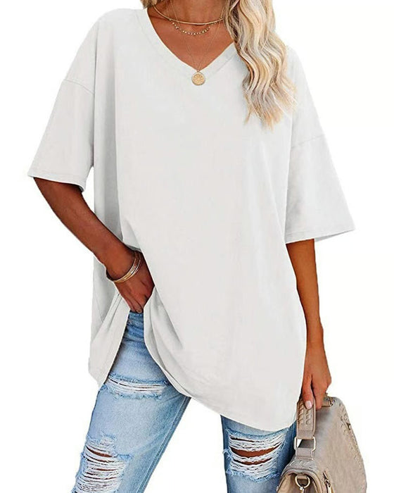 V-Neck Loose Casual Short Sleeve T-Shirt