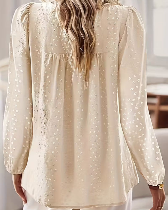 Lace Paneled Crew Neck Blouse