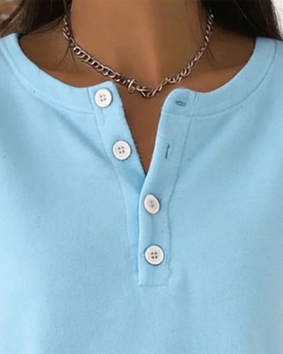 Henley Neck Short Sleeve Button T-Shirt