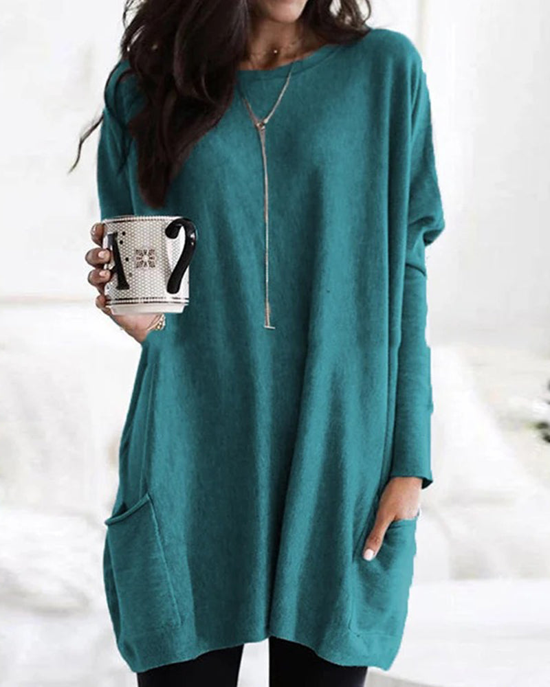 Long Sleeve Casual Pocket T-shirt