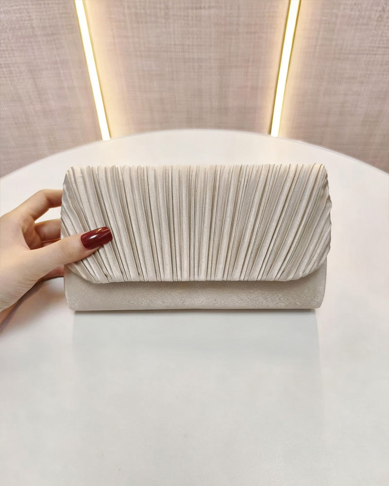 Solid Color Pleated Shoulder Bag