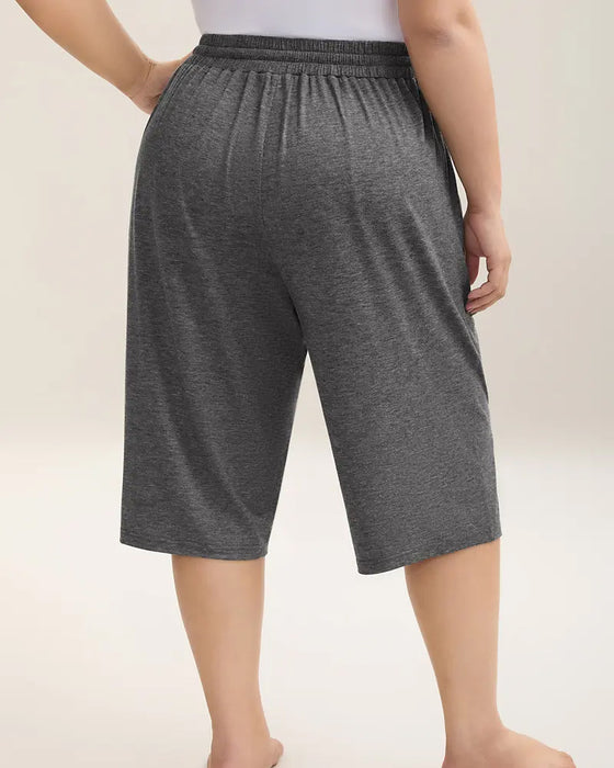 Solid Color Drawstring Shorts