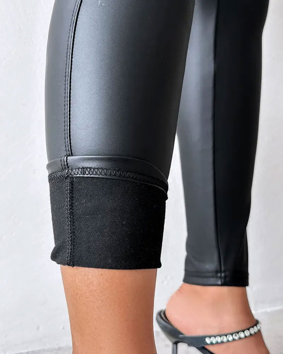 High Waist Solid Color Long Pants