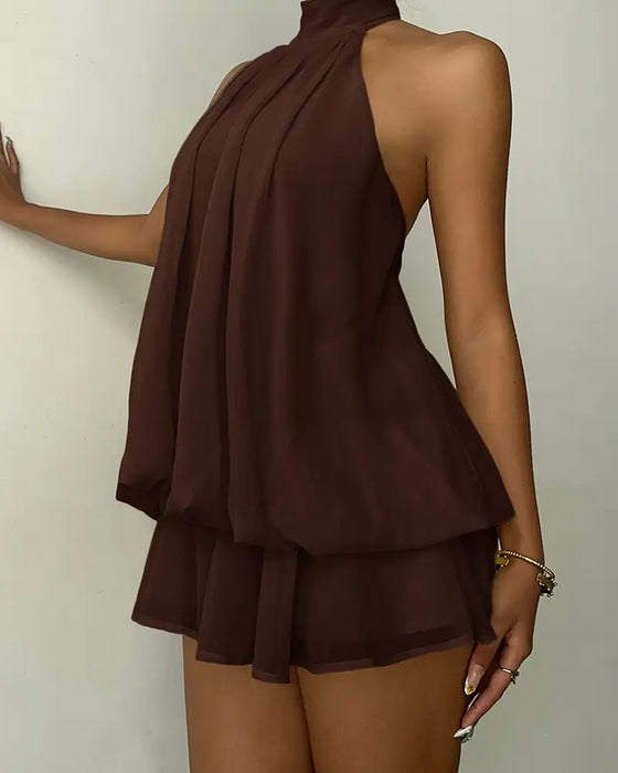 Halter Neck Chiffon Mini Dress