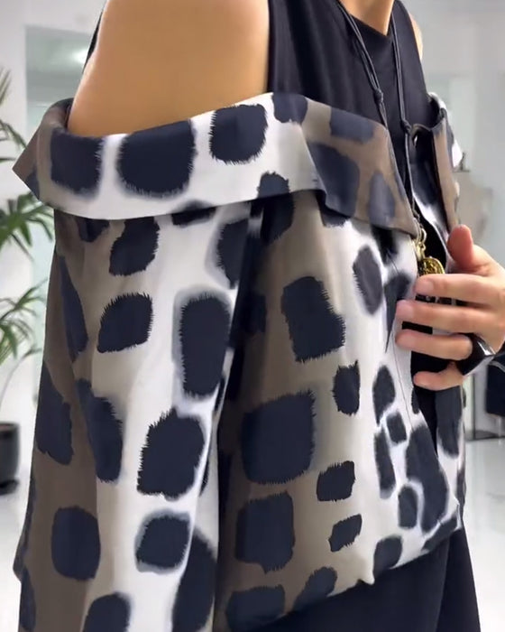 Off-the-shoulder leopard print casual dress