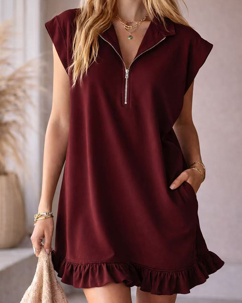 Sleeveless Zipper Casual Dress