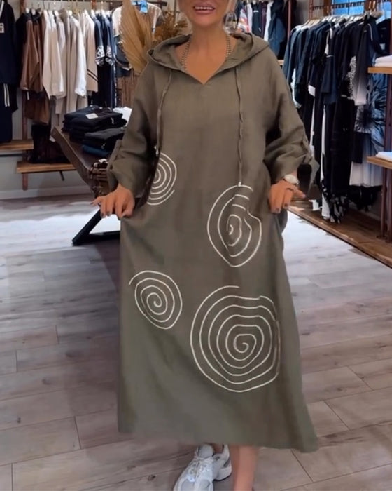 Hooded Long Sleeve Loose Dress