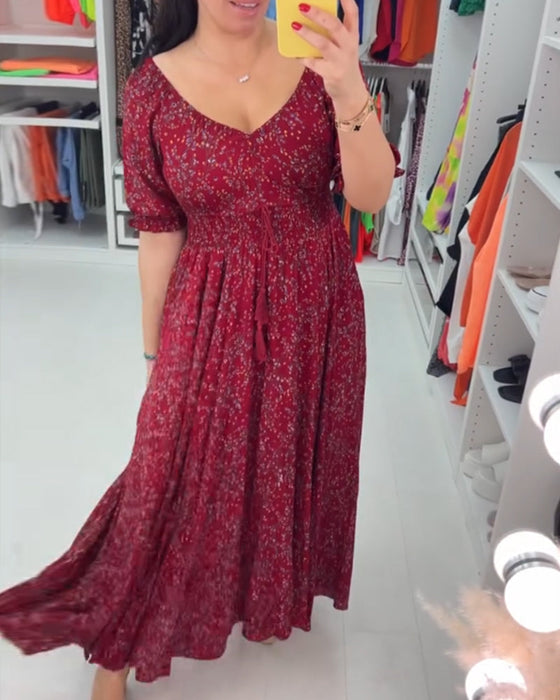 Printed v-neck maxi dress