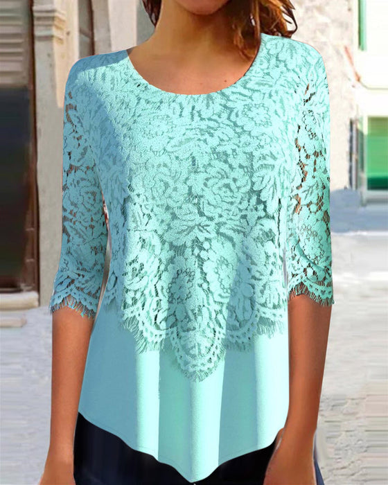 Round Neck Lace Blouse
