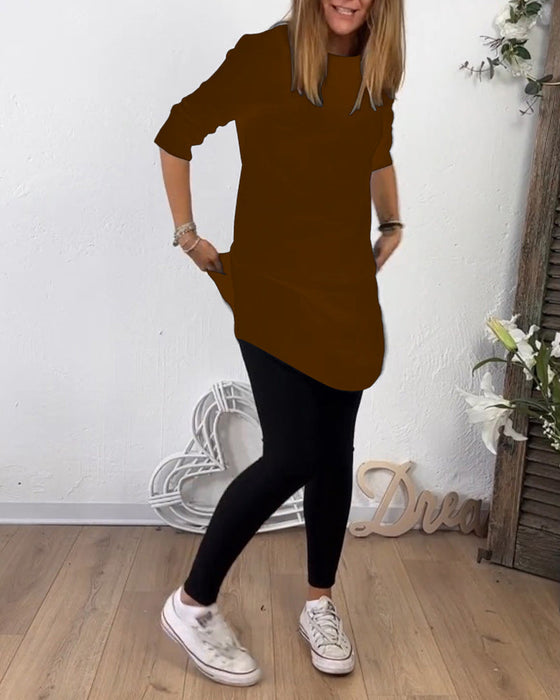 Mid-Length Top Mit Crew Neck