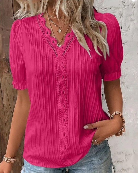 V Neck Elegant Lace Top