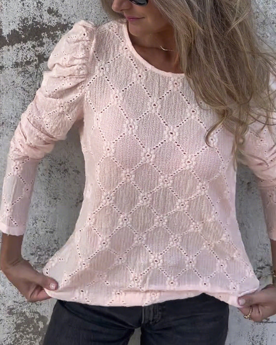 Puff Sleeve Cutout Blouse
