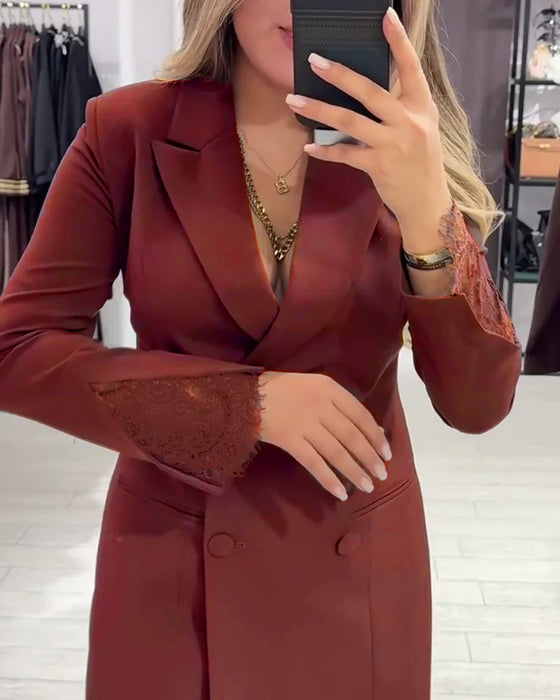 V-Neck Spliced Work Dress