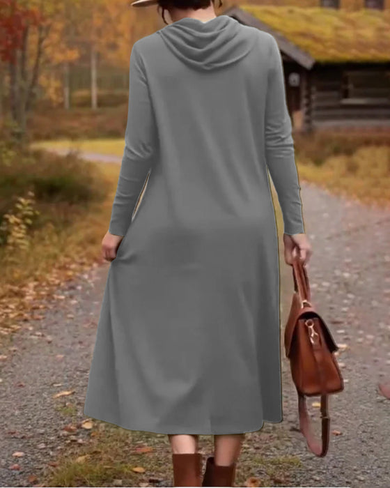 Casual Simple Solid Color Pocket Dress