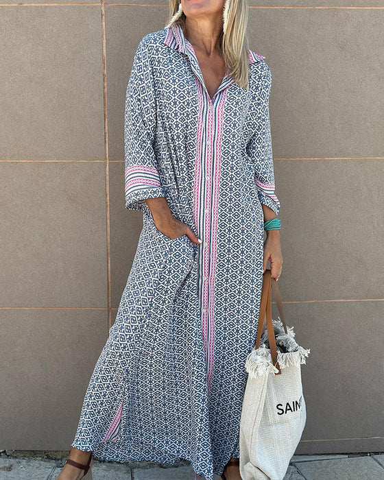 Long sleeve lapel dress