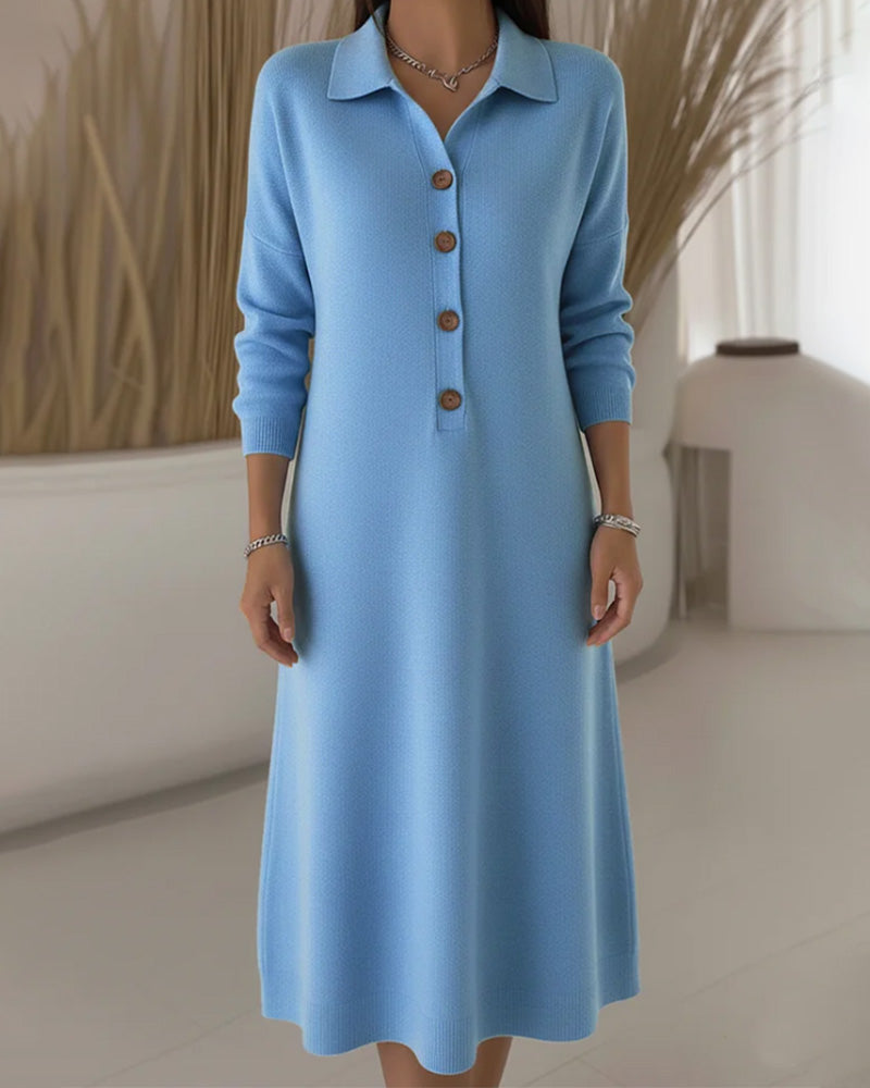 Fashionable Button-Down Lapel Dress